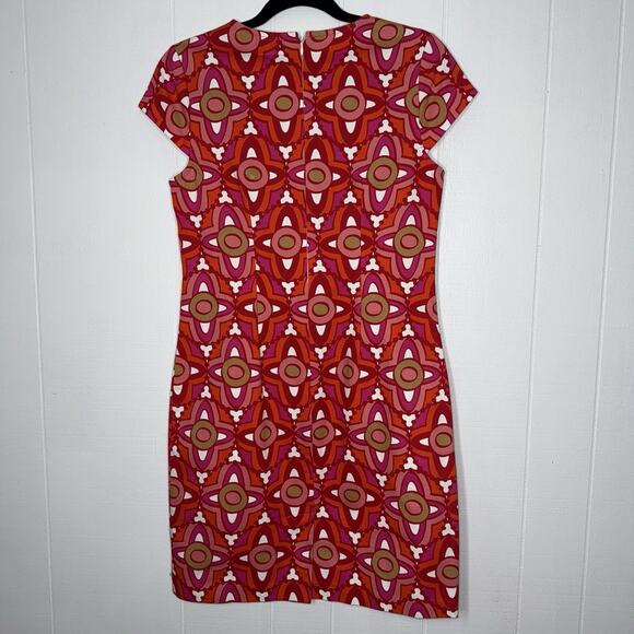 Mud Pie Women’s Jackie Dress Sheath Geometric Red Pink Gold Embroidery S 4-6 - Picture 2 of 5